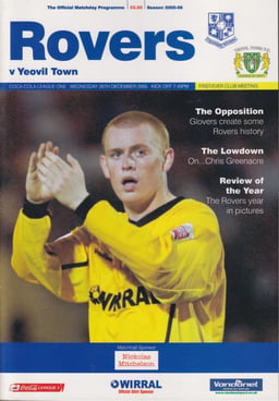 Tranmere Rovers v Yeovil Match Programme 2005-12-28